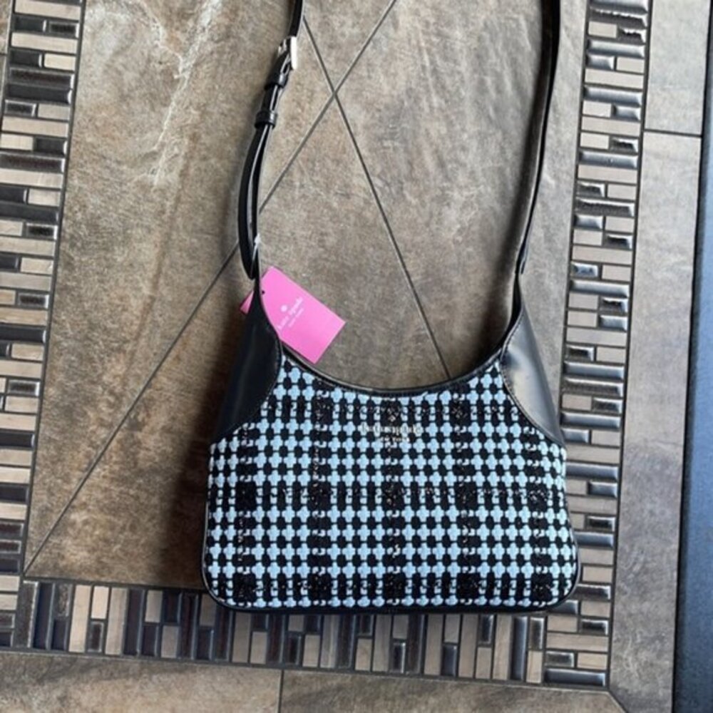 Kate Spade Crossbody Tweed Fabric Blue Multi - Picture 1 of 15